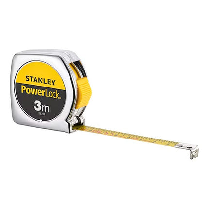 STANLEY FLESSOMETRO POWERLOCK CASSA METALLICA MT 3 NASTRO MM12,7