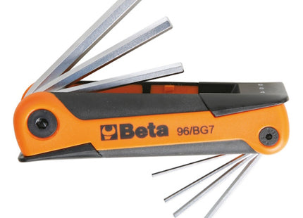BETA    96/BG7 SERIE 7 CHIAVI MASCHIO ESAGONALI PIEGATE CROMATE(A2024)