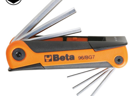 BETA    96/BG7 SERIE 7 CHIAVI MASCHIO ESAGONALI PIEGATE CROMATE(A2024)