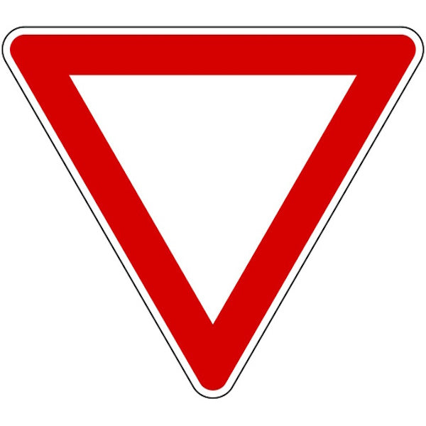 3G ITALIA CARTELLO TRIANGOLO DARE PRECEDENZA CM90 F.36 IN METALLO