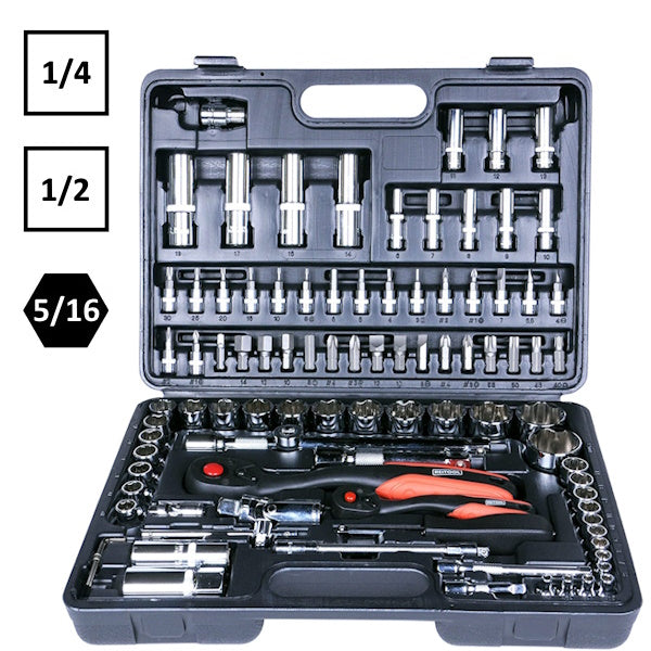 REITOOL CASSETTA CON ASSORTIMENTO CHIAVI A BUSSOLA 1/4"-1/2" PZ94