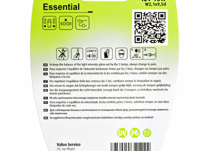 VALEO LAMPADINA LINEA ESSENTIAL W16W 12V 16W BLISTER DA PZ2