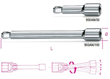BETA   900AN PROLUNGA CON ATTACCO QUADRO MASCHIO E FEMMINA ANGOLARE 1/4&quot;