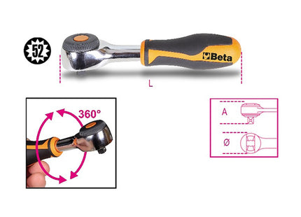 BETA   900/58 CRICCHETTO REVERSIBILE ROTANTE 52 DENTI 1/4"
