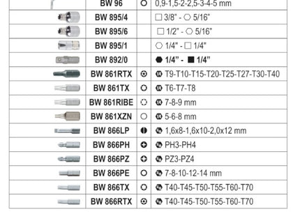 BETA BW 903E/C170 SERIE 74 CHIAVI A BUSSOLA ESAGONALI 1/4"-3/8"-1/2"