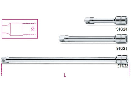 BETA   910/... PROLUNGA CON ATTACCO QUADRO MASCHIO E FEMMINA 3/8&quot;