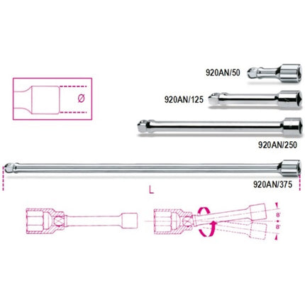 BETA   920AN PROLUNGA CON ATTACCO QUADRO MASCHIO E FEMMINA ANGOLARE 1/2"