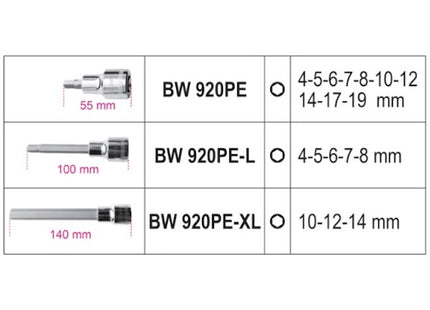 BETA   923E-PE/C18 SERIE 18 CHIAVI A BUSSOLA MASCHIO ESAGONALE 1/2"(O3)