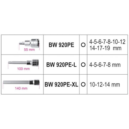BETA   923E-PE/C18 SERIE 18 CHIAVI A BUSSOLA MASCHIO ESAGONALE 1/2"(O3)
