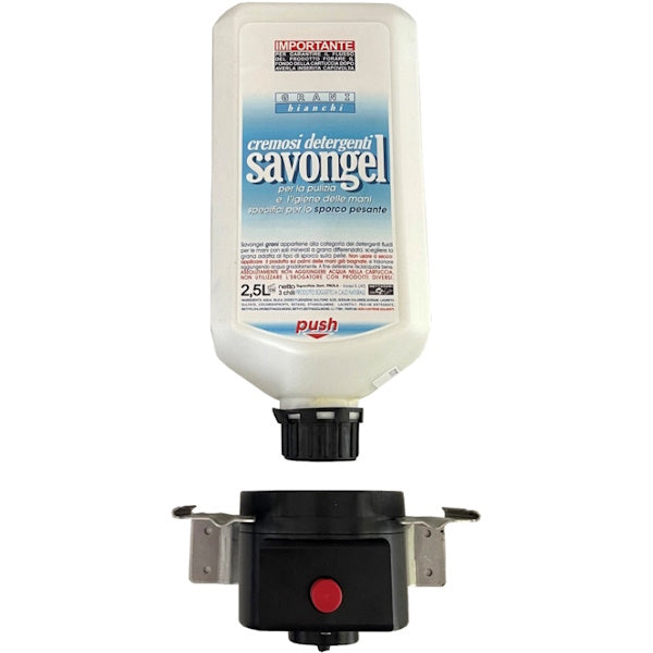 SAVONGEL KIT DI EROGAZIONE A PARETE PUSH INNESTO A VITE E STAFFA INOX