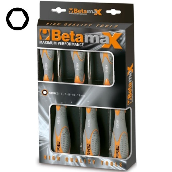 BETA   943BX/D6 SERIE DI 6 CHIAVI A BUSSOLA ESAGONALI TIPO LUNGO