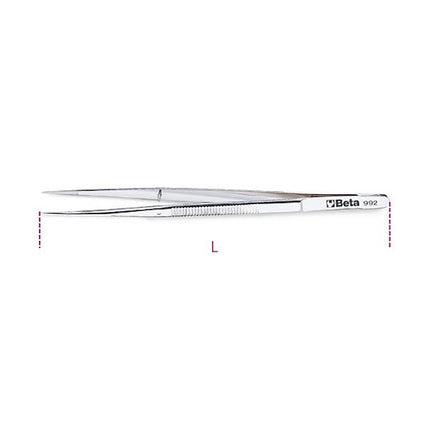 BETA   992 PINZETTA A MOLLA A PUNTE FINI DRITTE ZIGRINATE INOX MM150