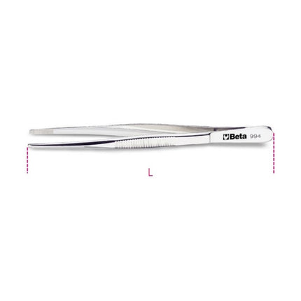 BETA   994 PINZETTA A MOLLA A PUNTE LARGHE DIRITTE ZIGRINATE INOX MM150