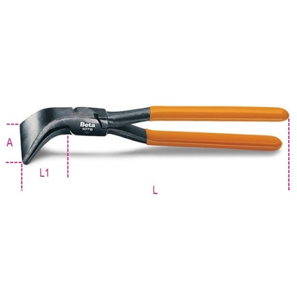 BETA  1078 PINZA A BECCHI LARGHI A 45° PER LATTONIERI MM280