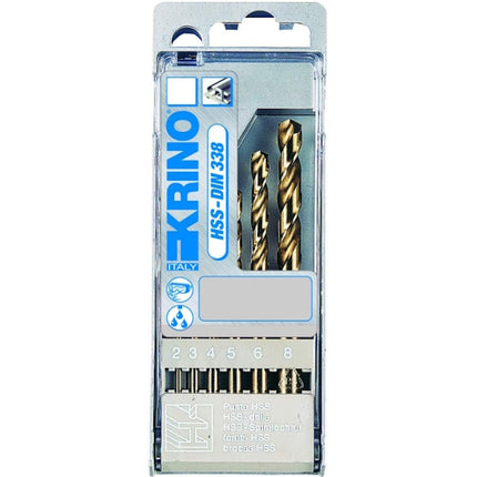 KRINO SERIE PUNTE IN HSS-CO 5% DIN 338 IN ASTUCCIO DA PZ6 D.MM 2- 8