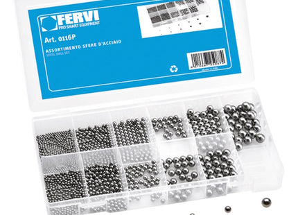 FERVI ASSORTIMENTO DI SFERE D'ACCIAIO CROMATE IN POLLICI TOTALE PZ430