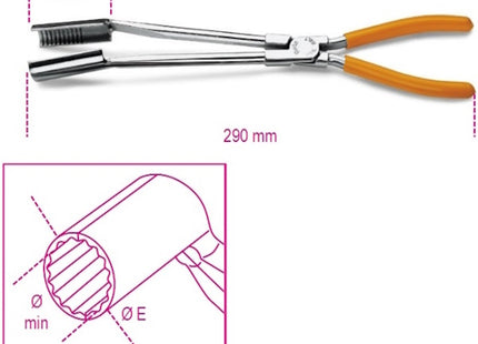 BETA  1474L PINZA PER CAPPUCCI CANDELE BECCHI LUNGHI PIEGATI 15° MM290