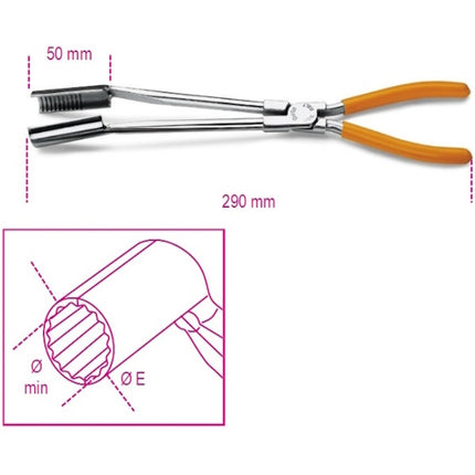 BETA  1474L PINZA PER CAPPUCCI CANDELE BECCHI LUNGHI PIEGATI 15° MM290