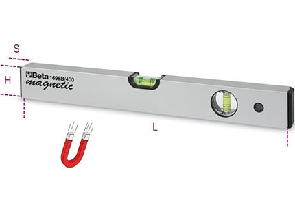 BETA  1696B LIVELLA IN ALLUMINIO CON BASE MAGNETICA MM400 (A2024)