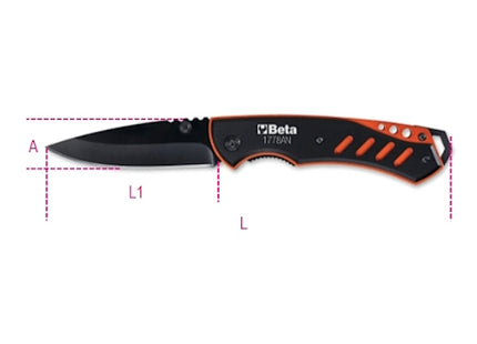 BETA  1778AN COLTELLO A SERRAMANICO IN ALLUMINIO CON LAMA ACCIAIO INOX