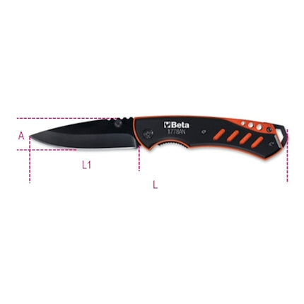 BETA  1778AN COLTELLO A SERRAMANICO IN ALLUMINIO CON LAMA ACCIAIO INOX