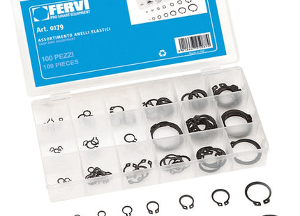 FERVI ASSORTIMENTO DI ANELLI ELASTICI SEEGER TOTALE PZ100
