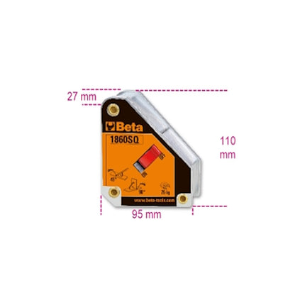 BETA  1860SQ SQUADRA MAGNETICA 45°/90° CON INTERRUTTORE(A2024)