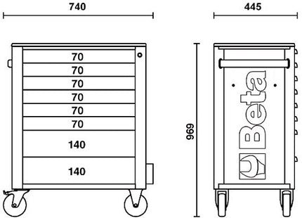 BETA RSC24A/8-OVIL CASSETTIERA 8 CASSETTI+411 UTENSILI INDUSTRIA ARANCIO