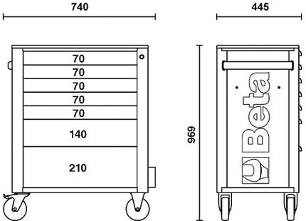 BETA RSC24/7-OVIS CASSETTIERA 7 CASSETTI+224 UTENSILI INDUSTRIA ARANCIO