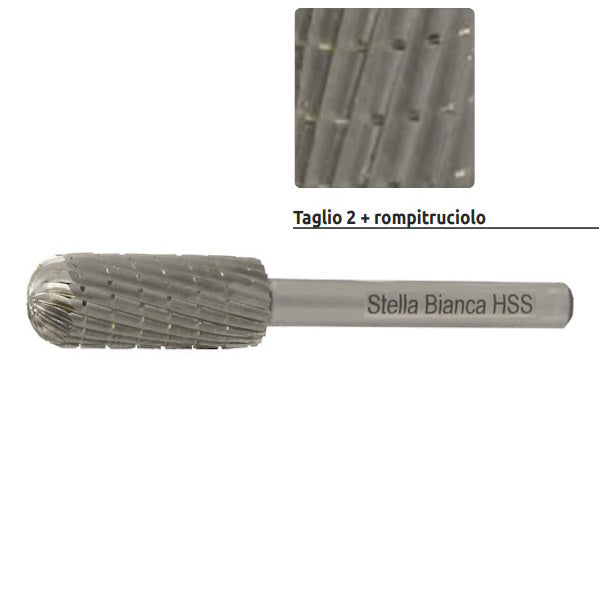 STELLA BIANCA FRESA ROTATIVA HSS CILINDRICA TONDA TG2 D.MM6X30 GAMBO MM6