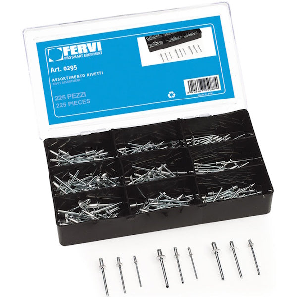 FERVI ASSORTIMENTO DI RIVETTI IN SCATOLA DA 225 PEZZI