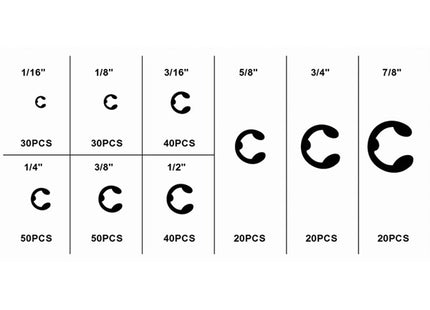 FERVI ASSORTIMENTO DI ANELLI DI ARRESTO RADIALI PER ALBERI TOTALE PZ300