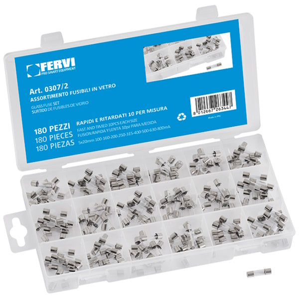 FERVI ASSORTIMENTO DI FUSIBILI IN VETRO TOTALE PZ180