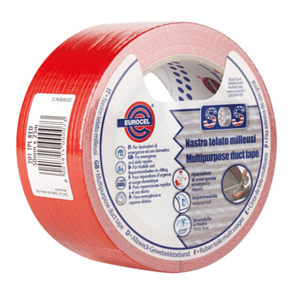 EUROCEL NASTRO ADESIVO TELATO MILLEUSI MM50X25MT ROSSO ART.201 TPL