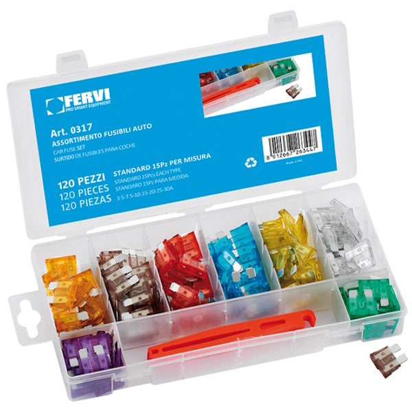 FERVI ASSORTIMENTO DI FUSIBILI STANDARD PER AUTO TOTALE PZ120