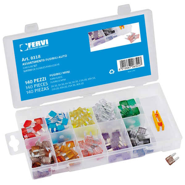 FERVI ASSORTIMENTO DI FUSIBILI MINI PER AUTO TOTALE PZ140