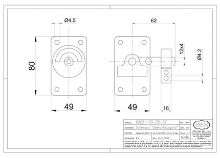 IBFM CATENACCIO LIBERO/OCCUPATO CON CHIAVE ART. 33 VERNICIATO GRIGIO