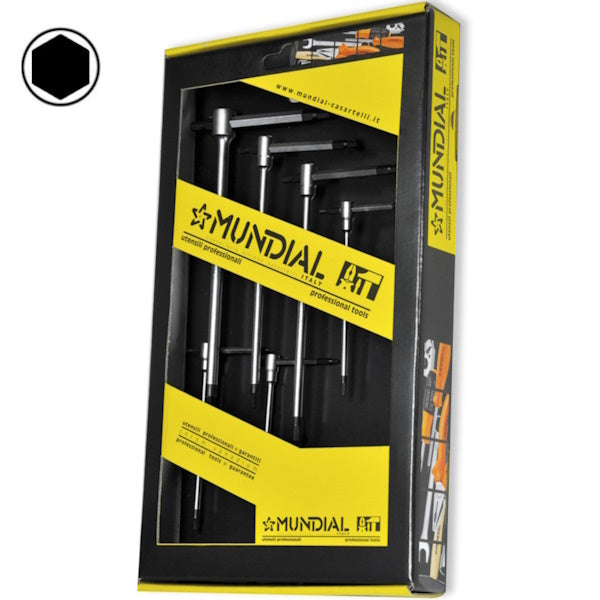 MUNDIAL ART.0344FZ SERIE 6 CHIAVI A T CON 3 ESTREMITA' MASCHIO ESAGONALE