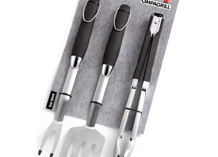 OMPAGRILL SET BARBECUE EXPERT IN BLISTER DA PZ 3 IN ACCIAIO INOX