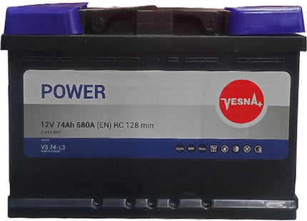 VESNA BATTERIA PER VEICOLI MOD. POWER VS74-L3 74AH 680A