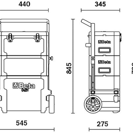 BETA C42H TROLLEY PORTAUTENSILI A 3 MODULI SOVRAPPONIBILI