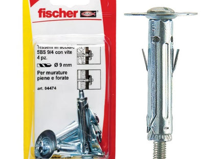 FISCHER  TASSELLI IN ACCIAIO CON VITE TSC SBS 9/ 4 K BLISTER PZ4
