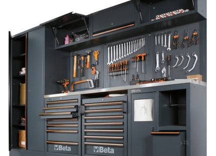 BETA C45PRO AX ARREDO PRO A-2MT 3 MODULI CON PIANO INOX E PENSILI GRIGIO