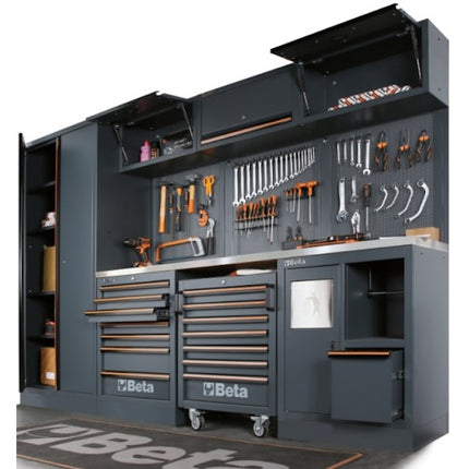 BETA C45PRO AX ARREDO PRO A-2MT 3 MODULI CON PIANO INOX E PENSILI GRIGIO