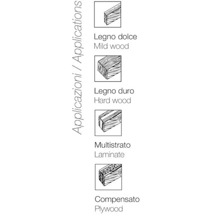 KRINO SERIE PUNTE DA LEGNO A 2 TAGLIENTI IN BOX DA PZ 8 D.MM3-10