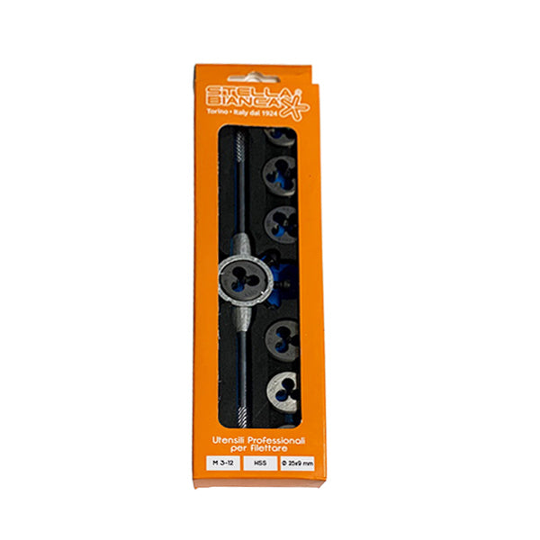 STELLA BIANCA KIT FILIERE HSS M3-M12 CON PORTAFILIERE MM25X9