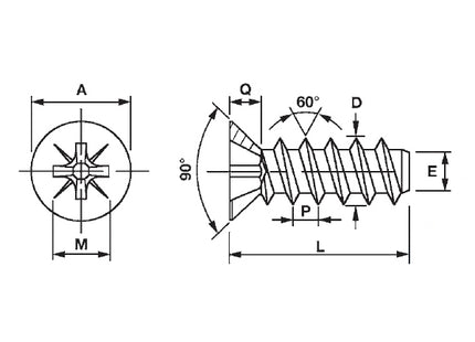 AMBROVIT VITE EURO A TESTA SVASATA PIANA PZ2 ZINCATA BIANCA D.MM6,3X11