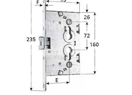 CORBIN SERRATURA DA INFILARE ART. PN5C ENTRATA MM65 AMBIDESTRA