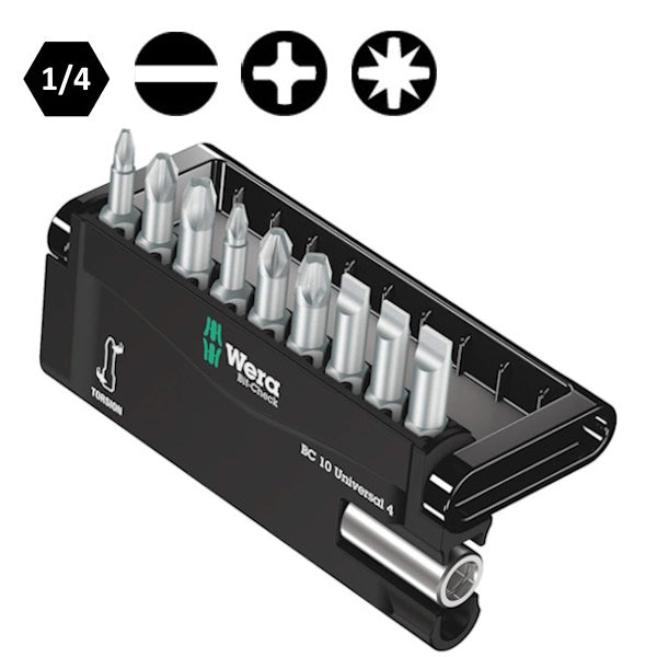 WERA SET INSERTI BIT-CHECK 10 UNIVERSAL 4 CON PORTAINSERTI