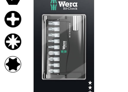 WERA SET INSERTI BIT-CHECK 10 UNIVERSAL 5 CON PORTAINSERTI
